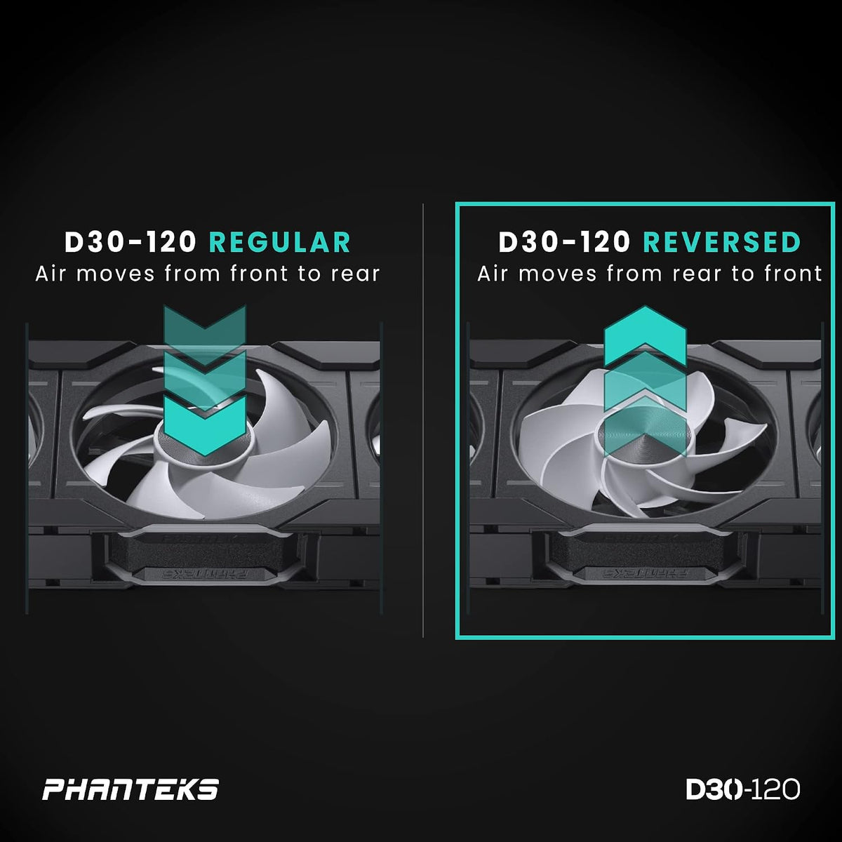 Phanteks D30 reverse airflow fan blades with integrated lighting