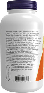 Now Foods Omega 3-6-9 softgels capsule close up