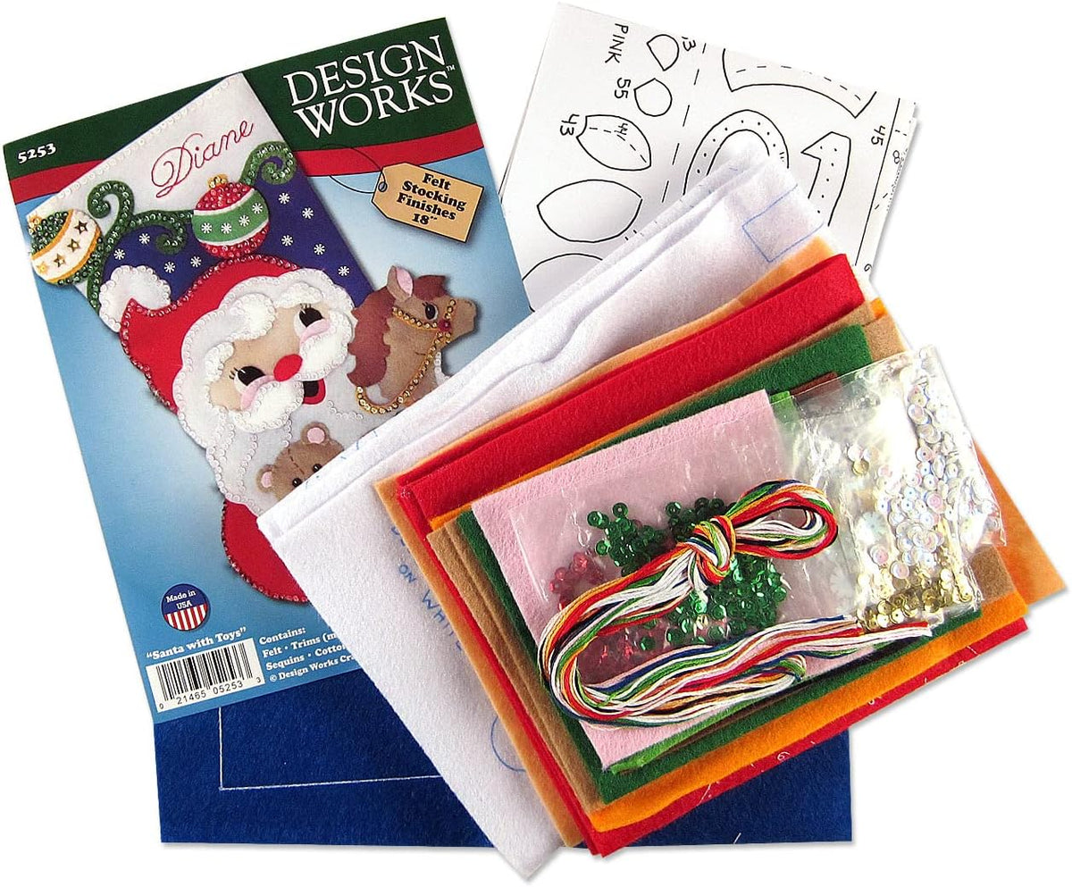 Finished 18-inch Santa and Toys holiday stocking displayed for festive home decor.