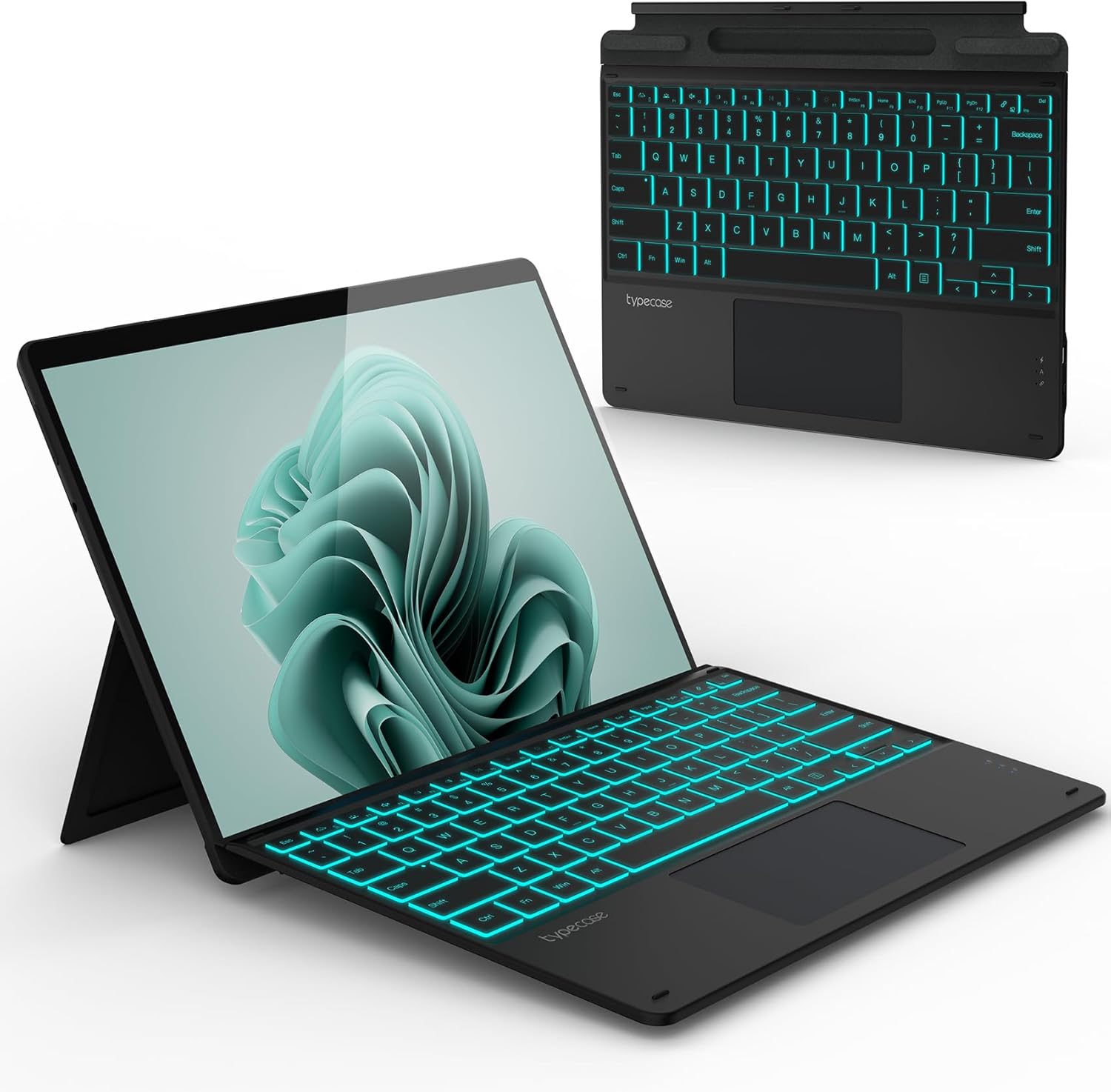 Typecase Surface Pro 9 Keyboard Matte Black front view layout