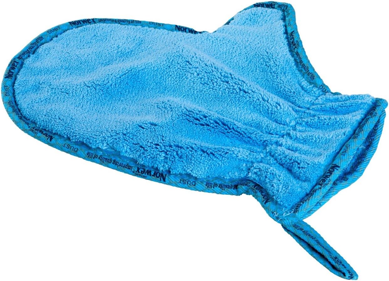 Norwex Microfiber Dusting Mitt in blue front view authentic chemical free cleaning glove