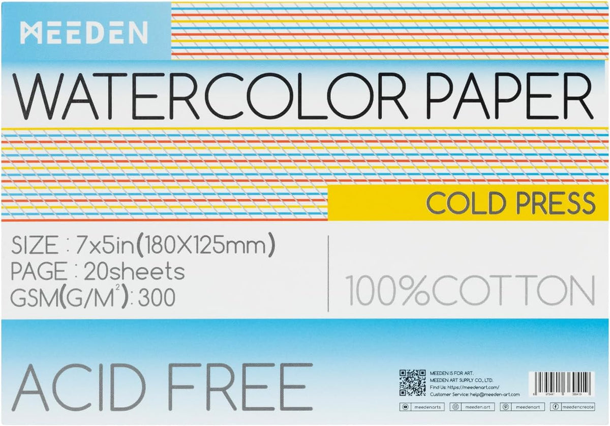 MEEDEN Watercolor Paper Block - 100% Cotton Watercolor Paper Pad of 20 Sheets, 140lb/300gsm, Acid-Free Art Paper for Watercolor, Gouache, Ink and More, 16" x 12" Cold Press - Image 13