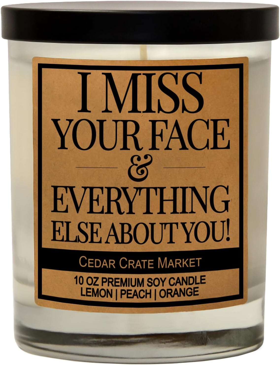 Cedar Crate Market I Miss Your Face candle front view gift jar