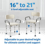Padded armrest detail on Medline bath safety seat