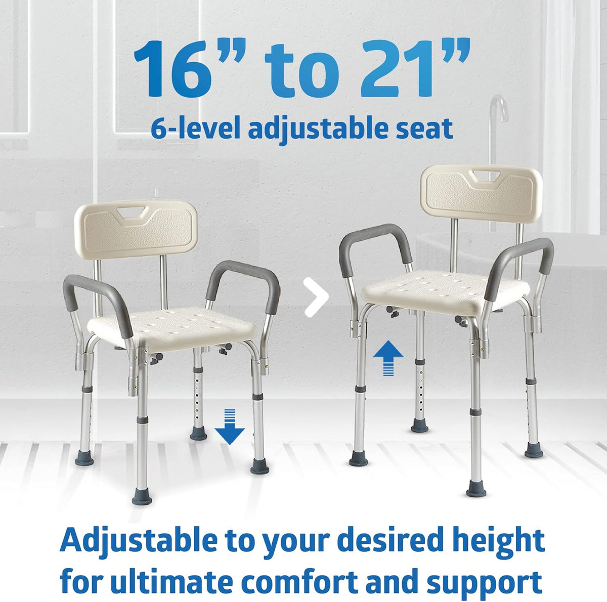 Padded armrest detail on Medline bath safety seat