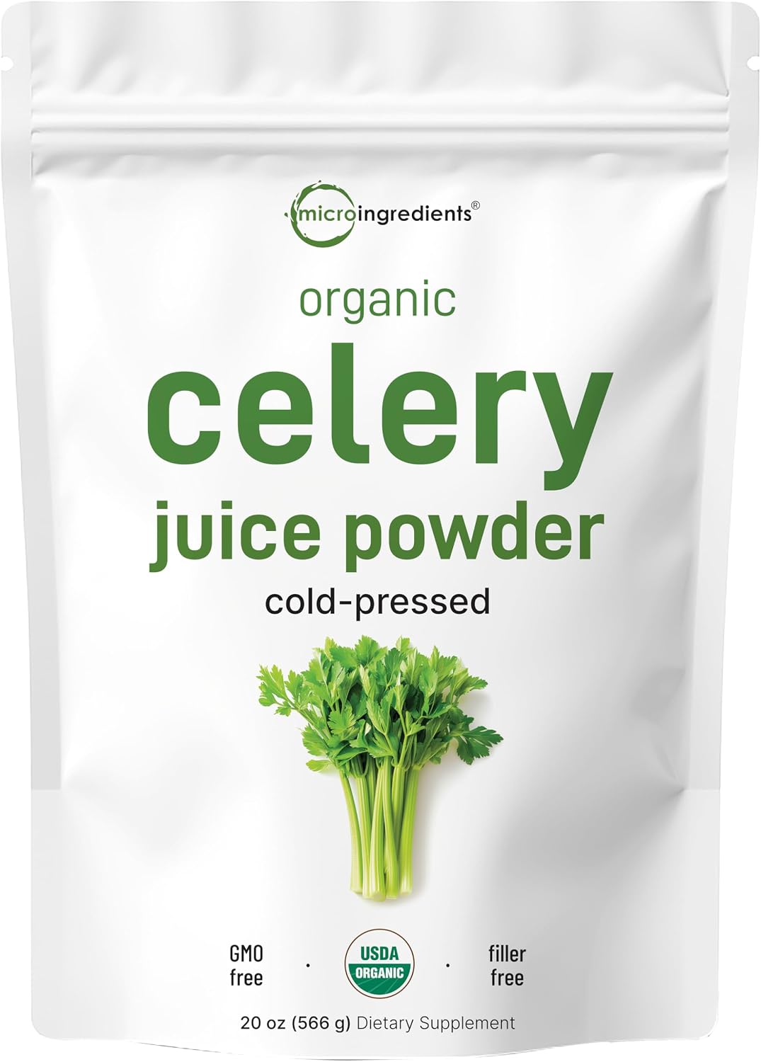 Micro Ingredients organic celery juice powder container front view
