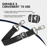 HackFond adjustable horse sheet stretchy belly straps showcasing the 360-degree rotating double swivel snaps.