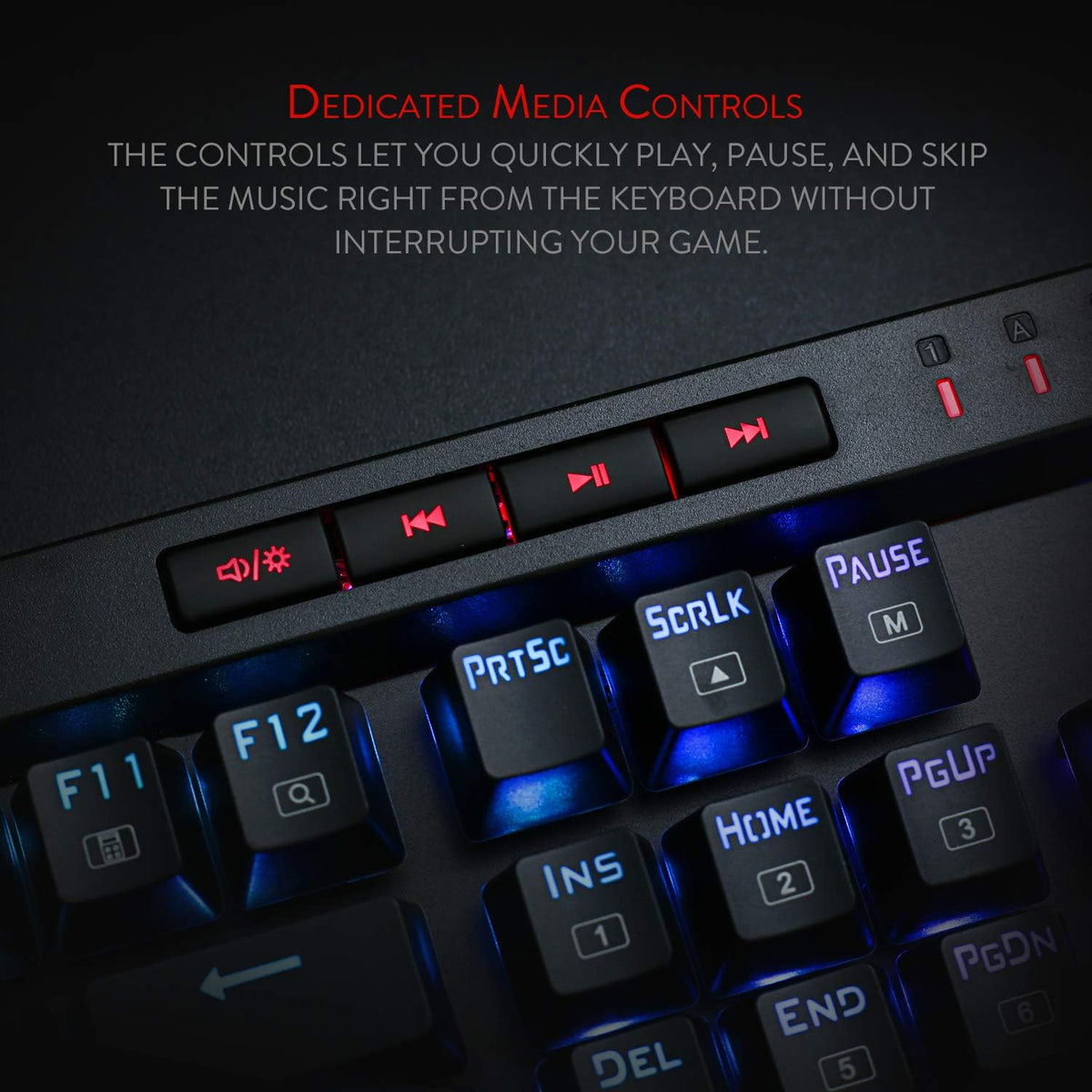 Redragon K580 gaming keyboard side edge RGB lighting display