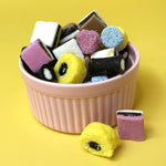 Back label of the candy packaging displaying full ingredients and product information