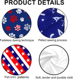 Side view of a medium sized dog playing outdoors while wearing the comfortable blue patriotic scarf