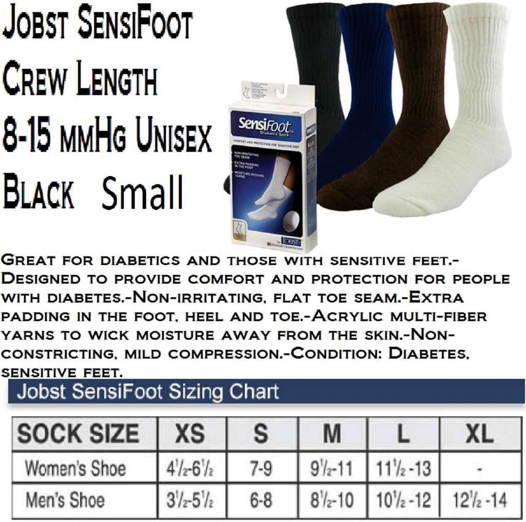 JOBST Sensifoot closed toe crew socks black small front view medical socks
