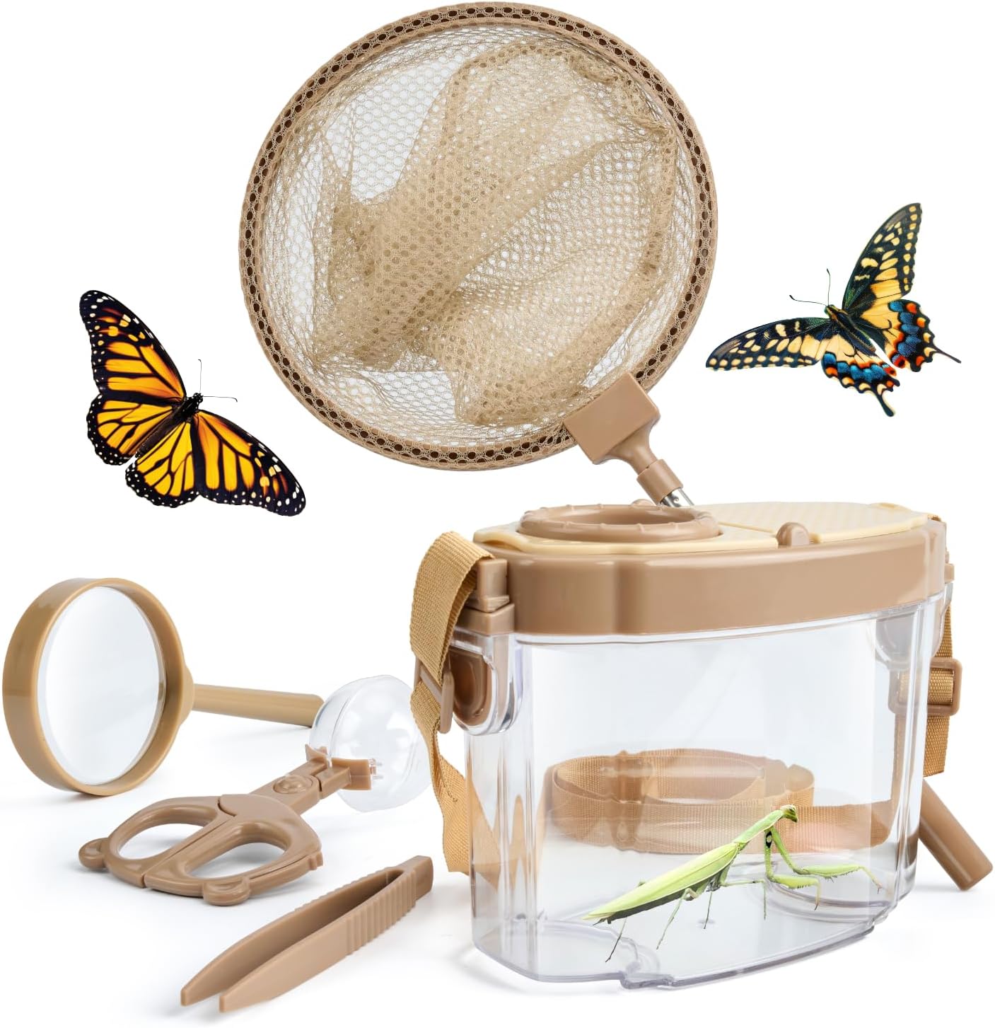 Montessori Mama Kids Bug Catching Kit front view with habitat and tools
