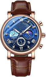 MINILUJIA men starry universe leather watch front view