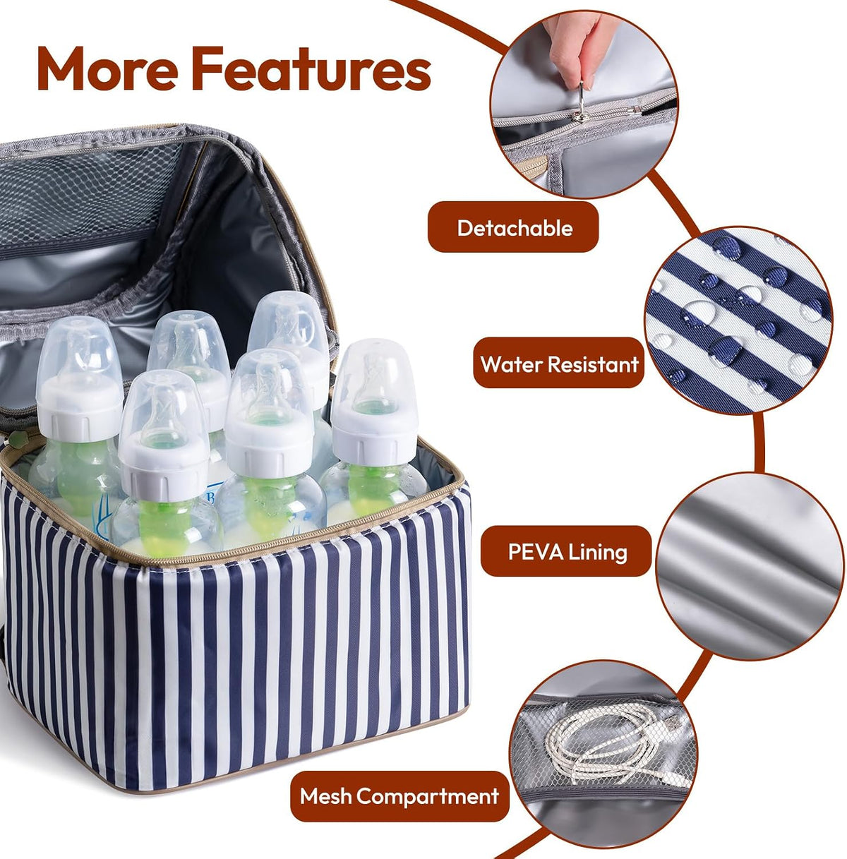 NCVI baby bottle cooler bag with ice packs