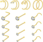16pcs 20g Stainless Steel Nose Stud for Women 20g Nose Ring Surgical Steel for Men Body Piercing Jewelry - Image 14