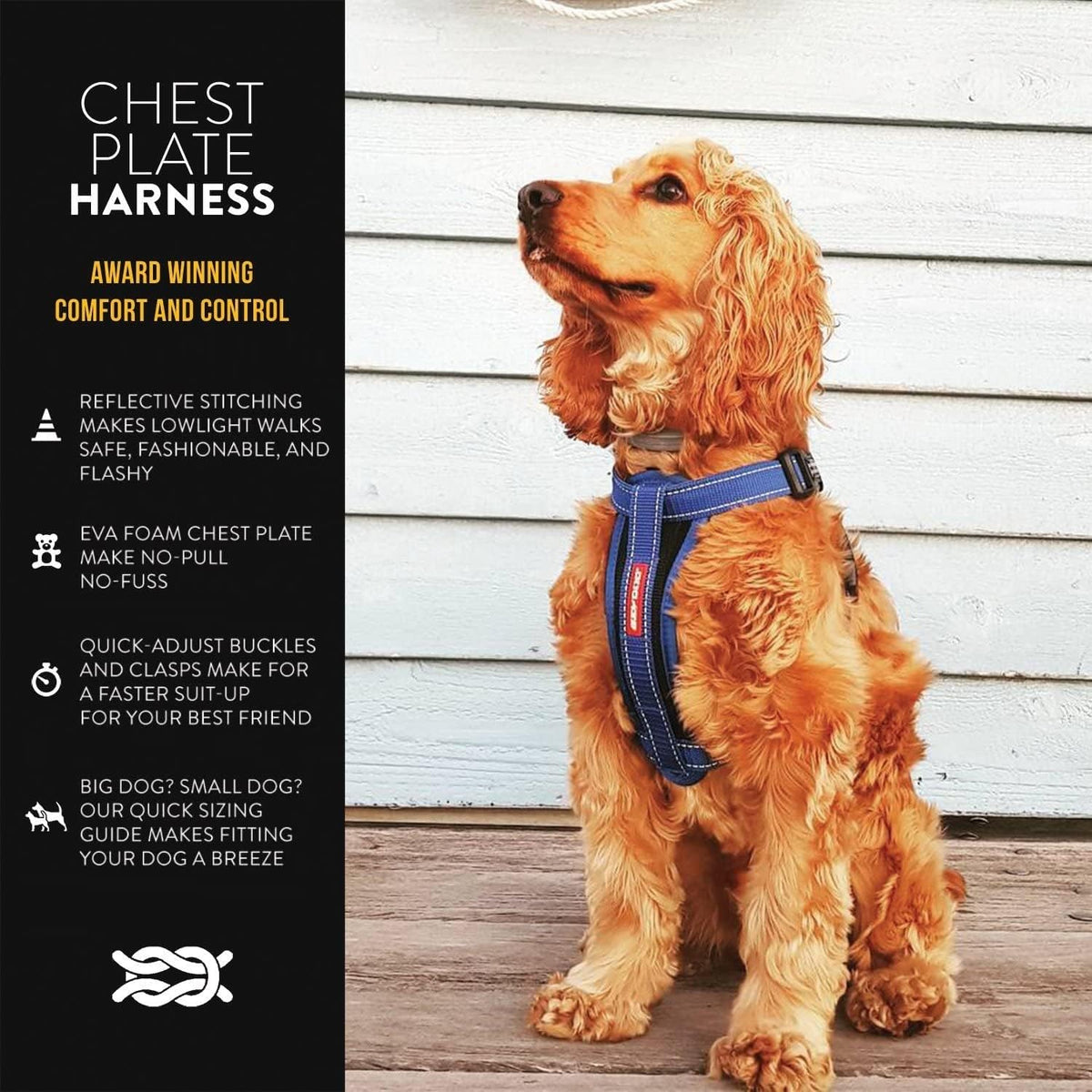 EzyDog harness ergonomic EVA foam chest plate detail