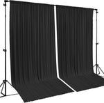 Wish Care Black Backdrop Curtain front view of two panels hung neatly on a studio stand