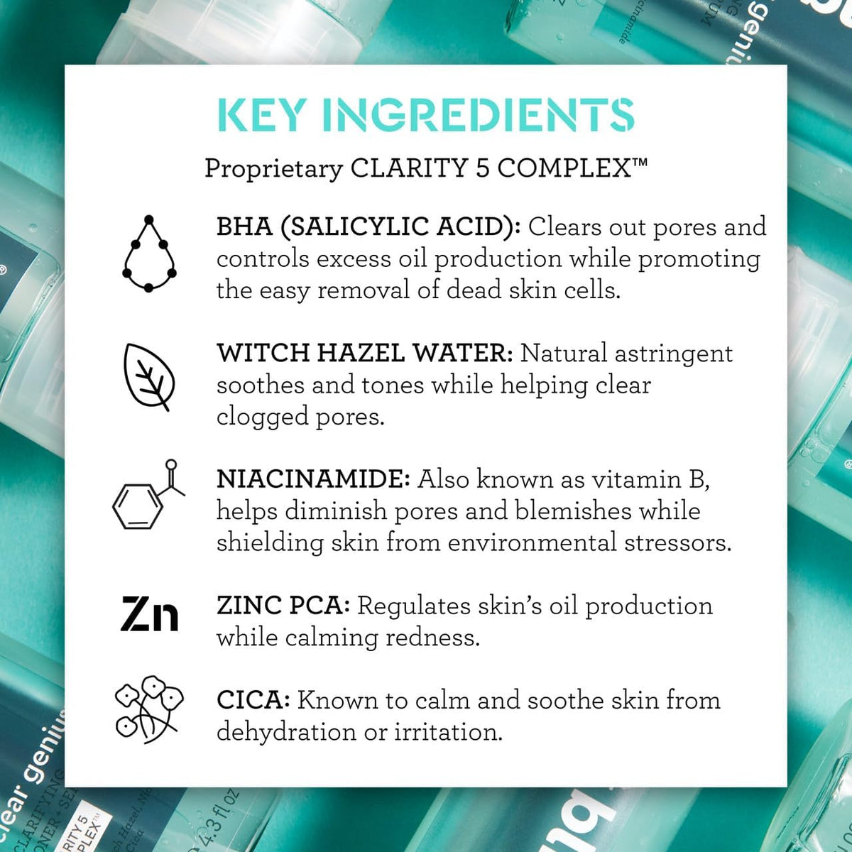 Bliss Clear Genius Clarifying Toner Serum texture application on skin