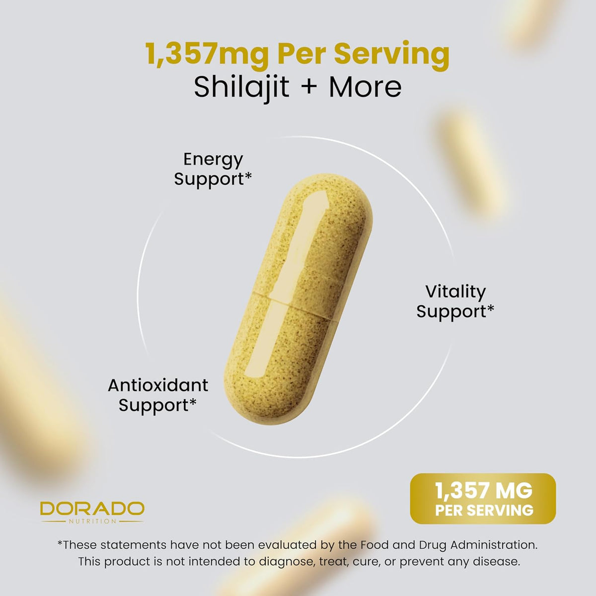 Dorado Nutrition Shilajit supplement nutritional facts panel