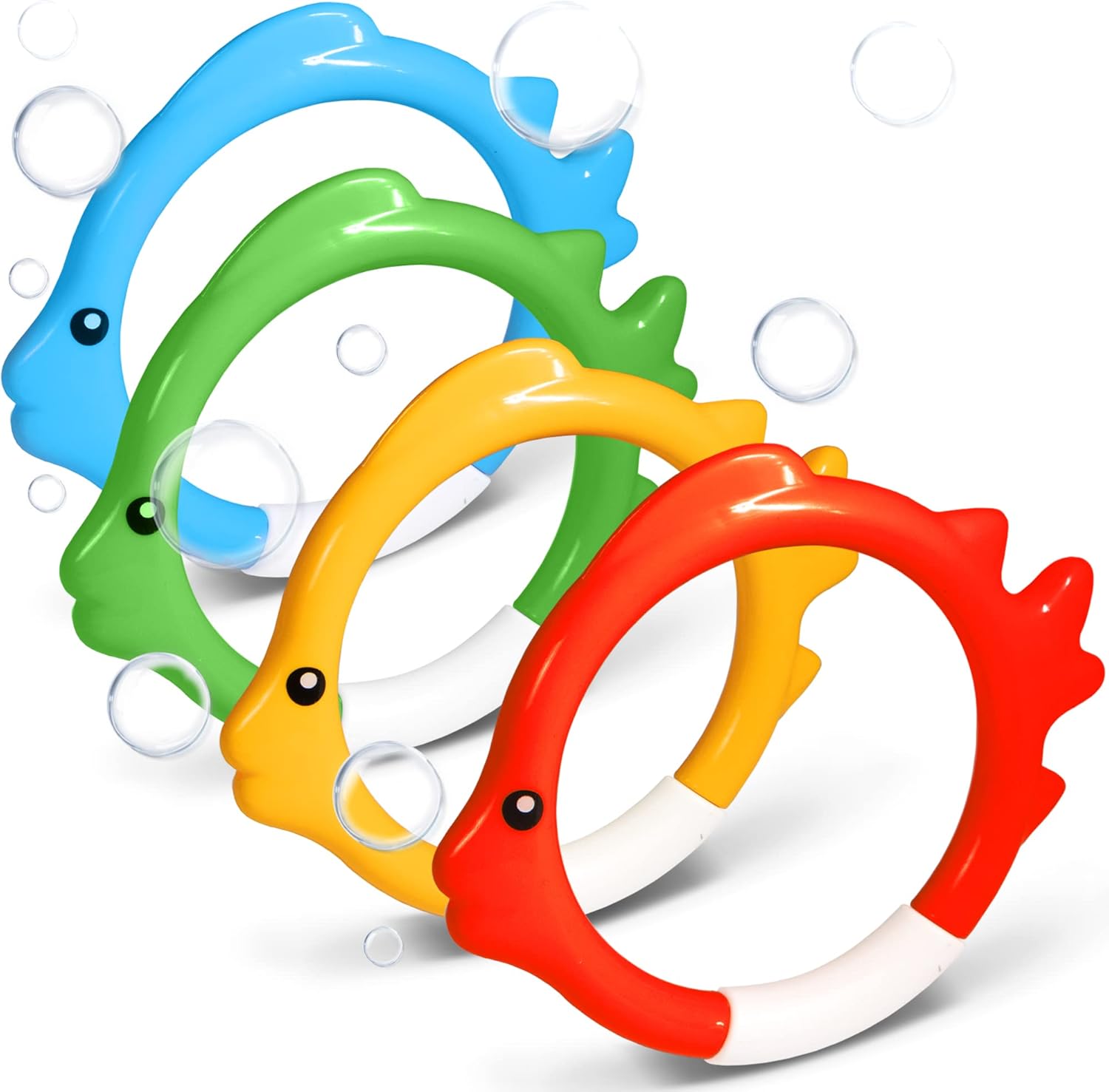 Novelty Place 4 Piece Diving Ring Set front packaging view highlighting fish shaped underwater toys