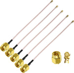 Tuolnk SMA male to IPX coaxial cable front view displaying five individual gold-plated pigtail extensions.