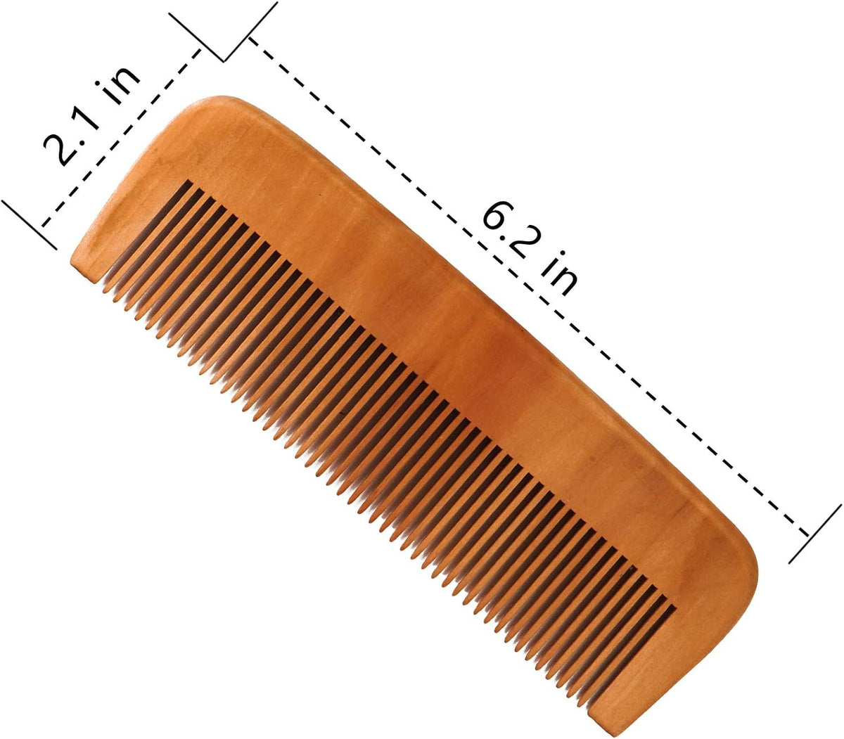 Handmade natural wood comb angled display showing grain texture