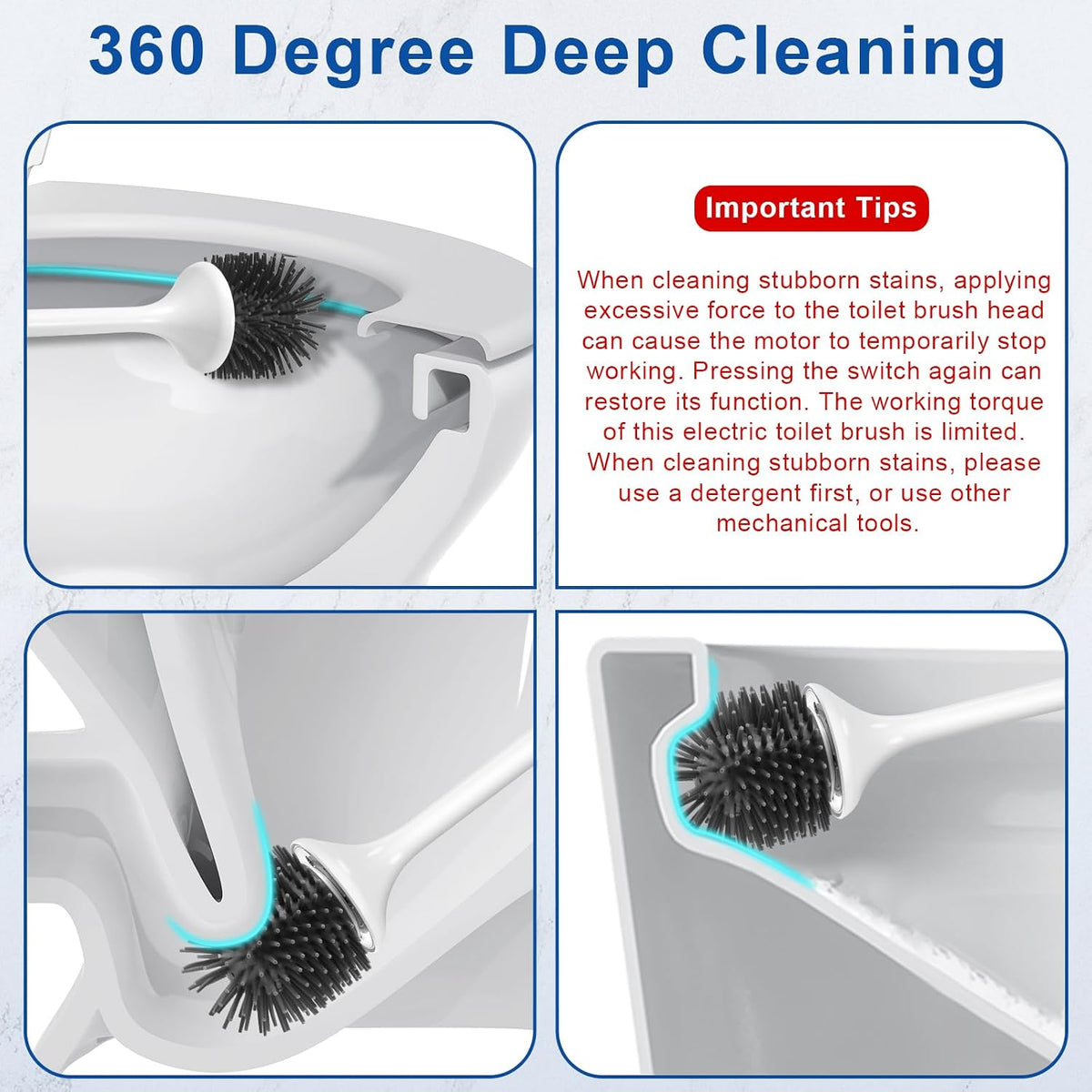 Ratolo electric toilet brush silicone bristles close up