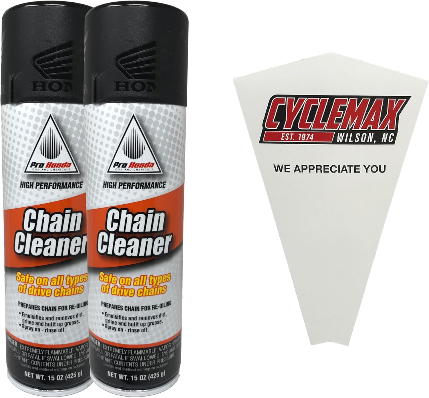 Cyclemax two pack Honda chain cleaner front view with funnel