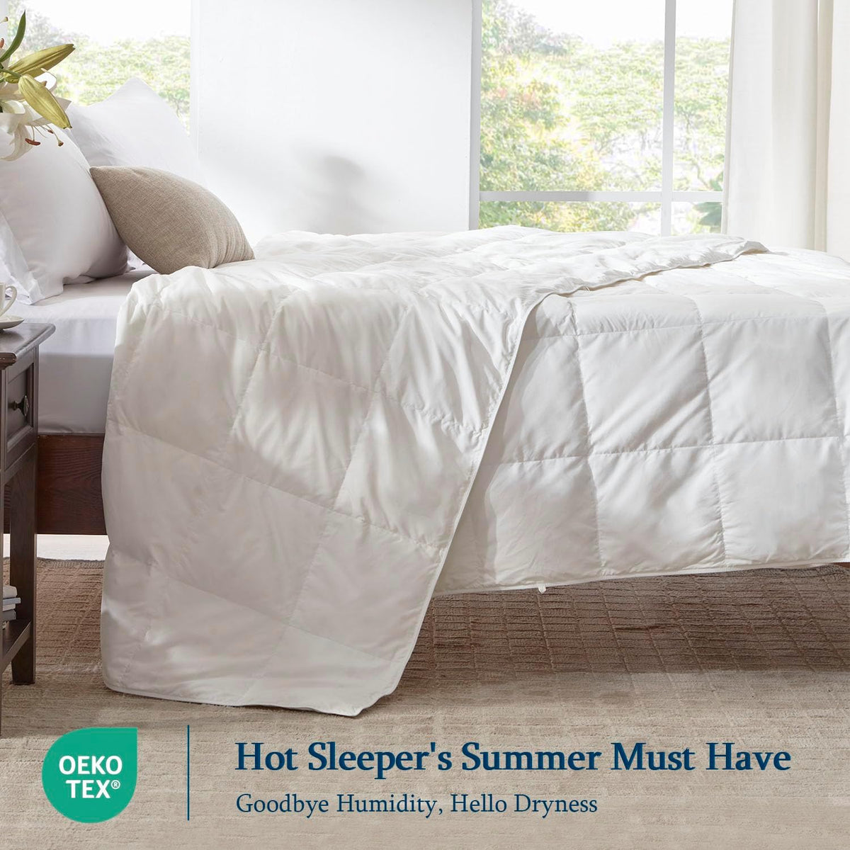 California King size duvet insert draped neatly on a made bed