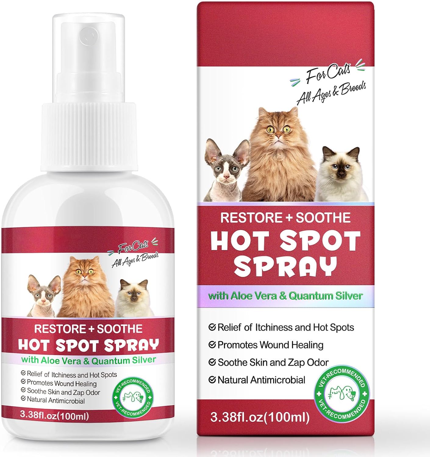 Petlogix cat hot spot spray front view bottle and packaging