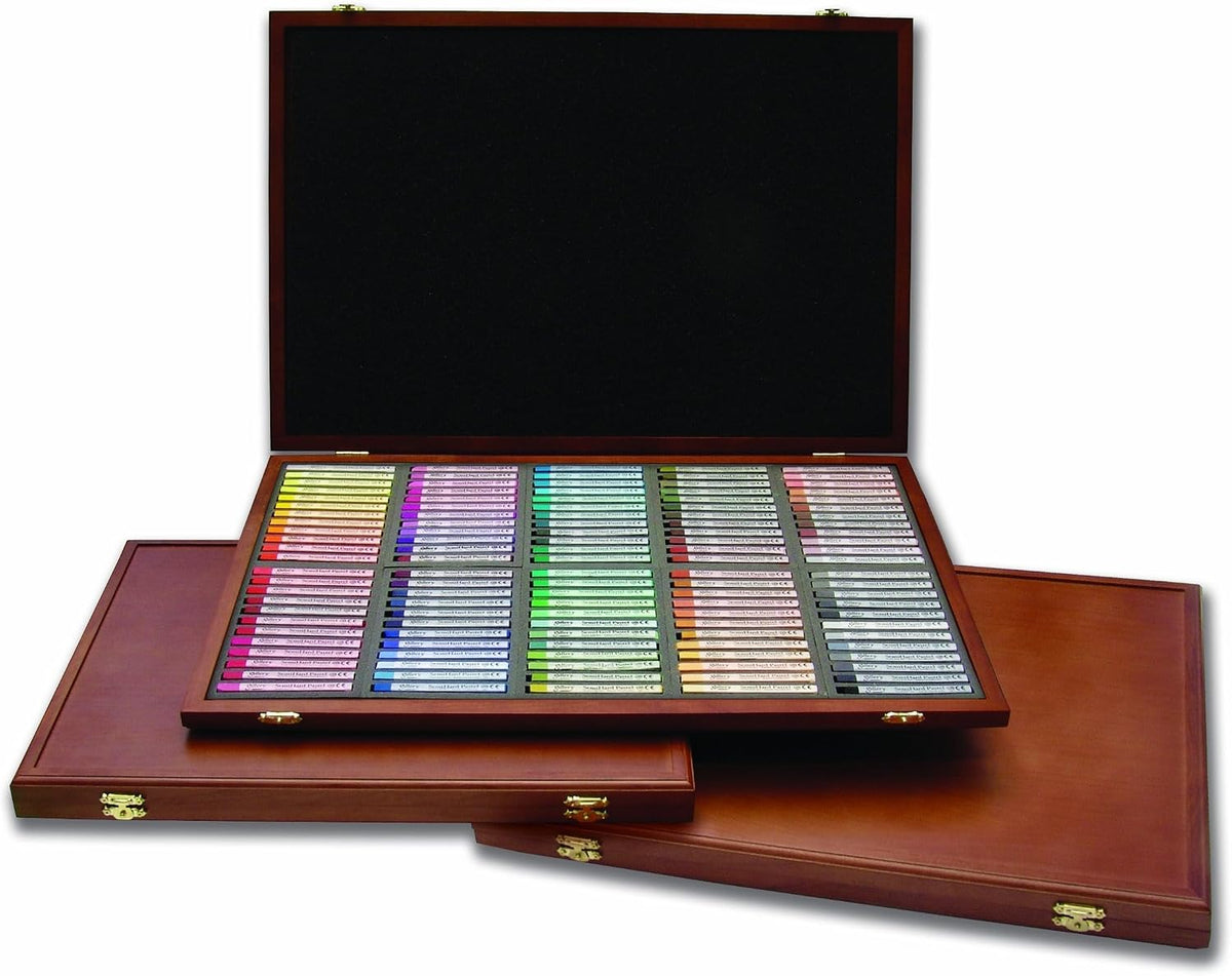 Martin Universal Gallery Artist 90 Piece Pastel Wooden Case front view art supply