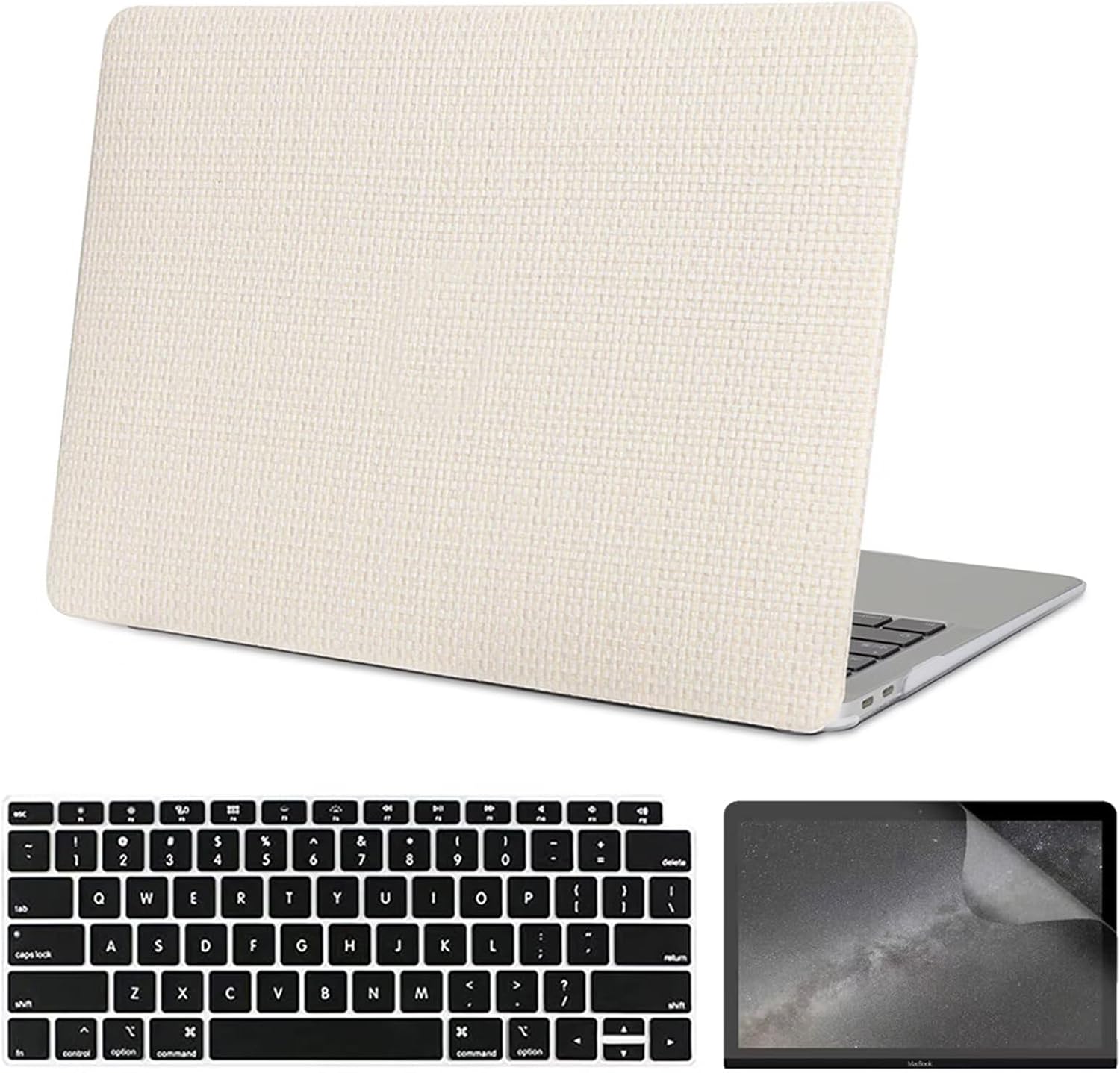 iCasso MacBook Pro 13 inch braided case white front view showing top lid cover texture