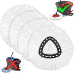 Tidy Monster microfiber spin mop head replacements four pack front view showing the white string refills.