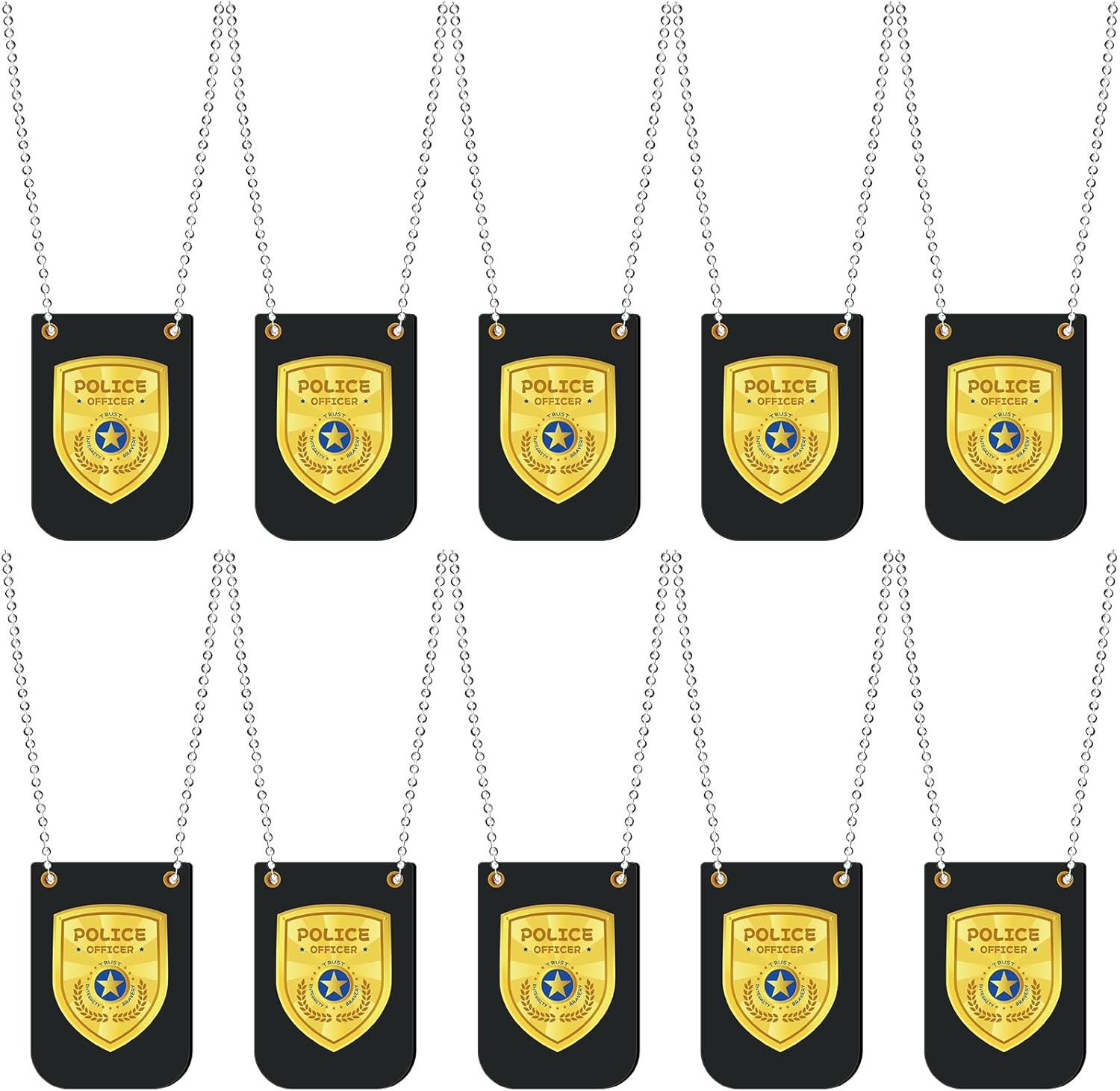 Loetere kids police badges twelve piece set front view for detective costume play