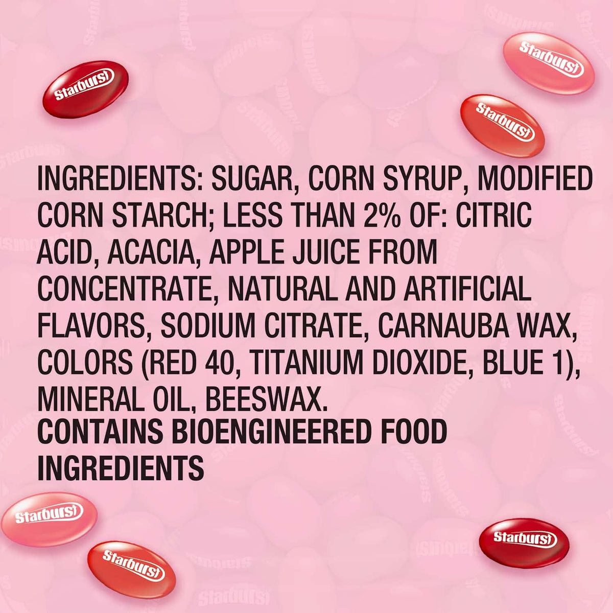 Starburst imported American candy bag showcasing strawberry cherry and watermelon flavors.