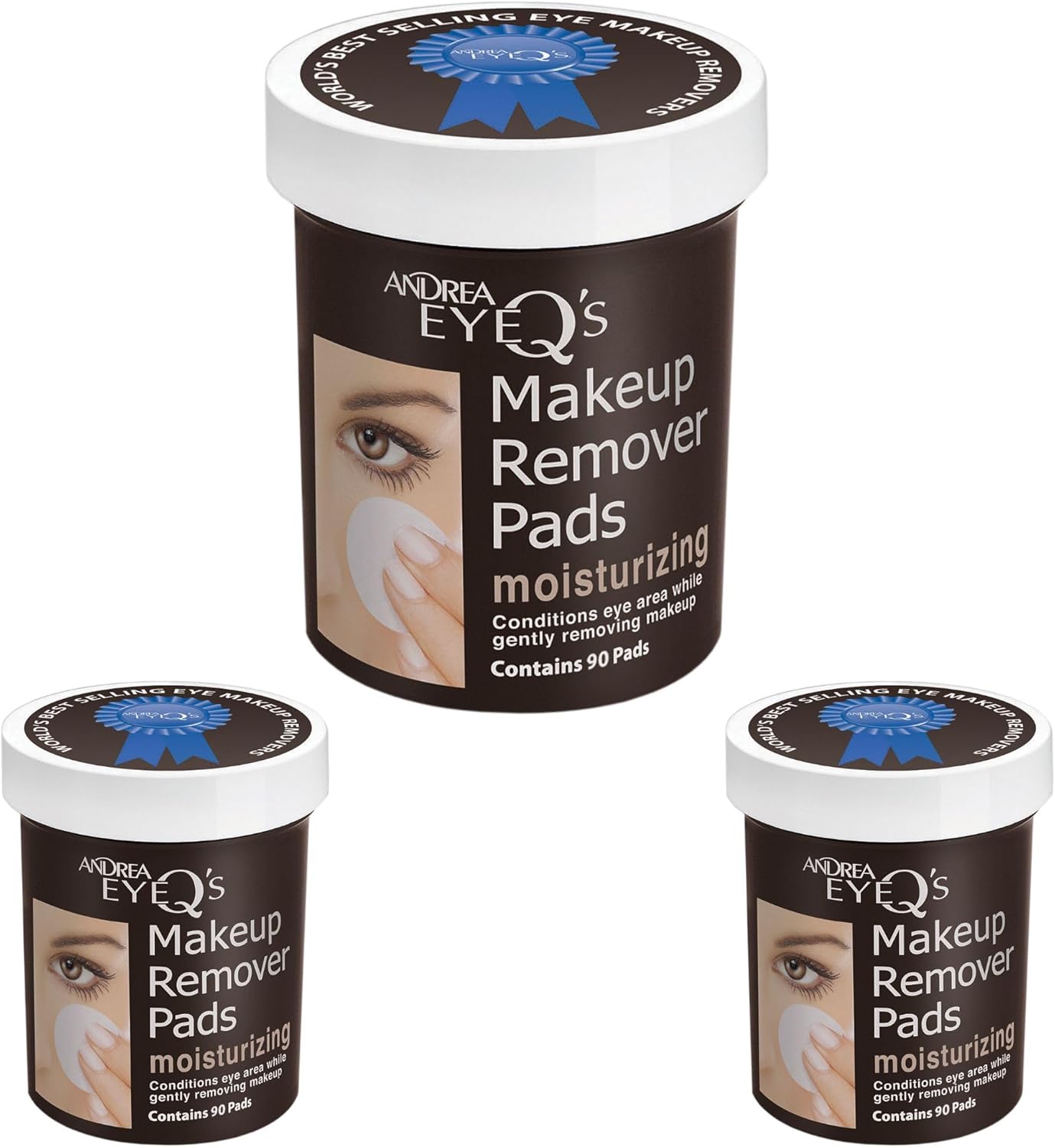 Andrea Eye Q's Moisturizing Eye Makeup Remover Pads, 65-Count (Pack of 3) - Image 1