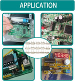 Transparent plastic storage container holding electronic components