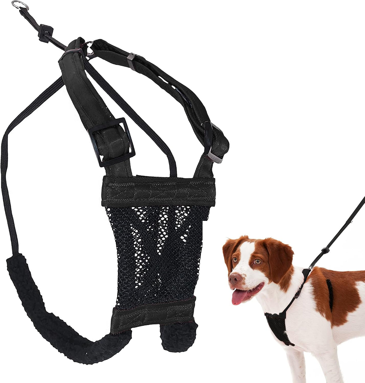 Sporn No Pull Dog Harness, Durable Nylon Mesh Harness for Medium Dogs, No Choke Design, Padded Restraint Sleeves, Adjustable Fit, Easy On/Off, Ideal for Medium Breeds, Black - Image 1