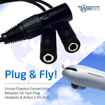 Wirenest GA Twin Plug to Airbus 5 Pin XLR Headset Adapter - Dual General Aviation PJ-055 (.206") and PJ-068 (.25") Jacks Connector - Compatible with Most Major Brand Pilot Headsets - Image 2