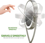 Ovente LED cosmetic mirror angled profile with brushed nickel finish stand