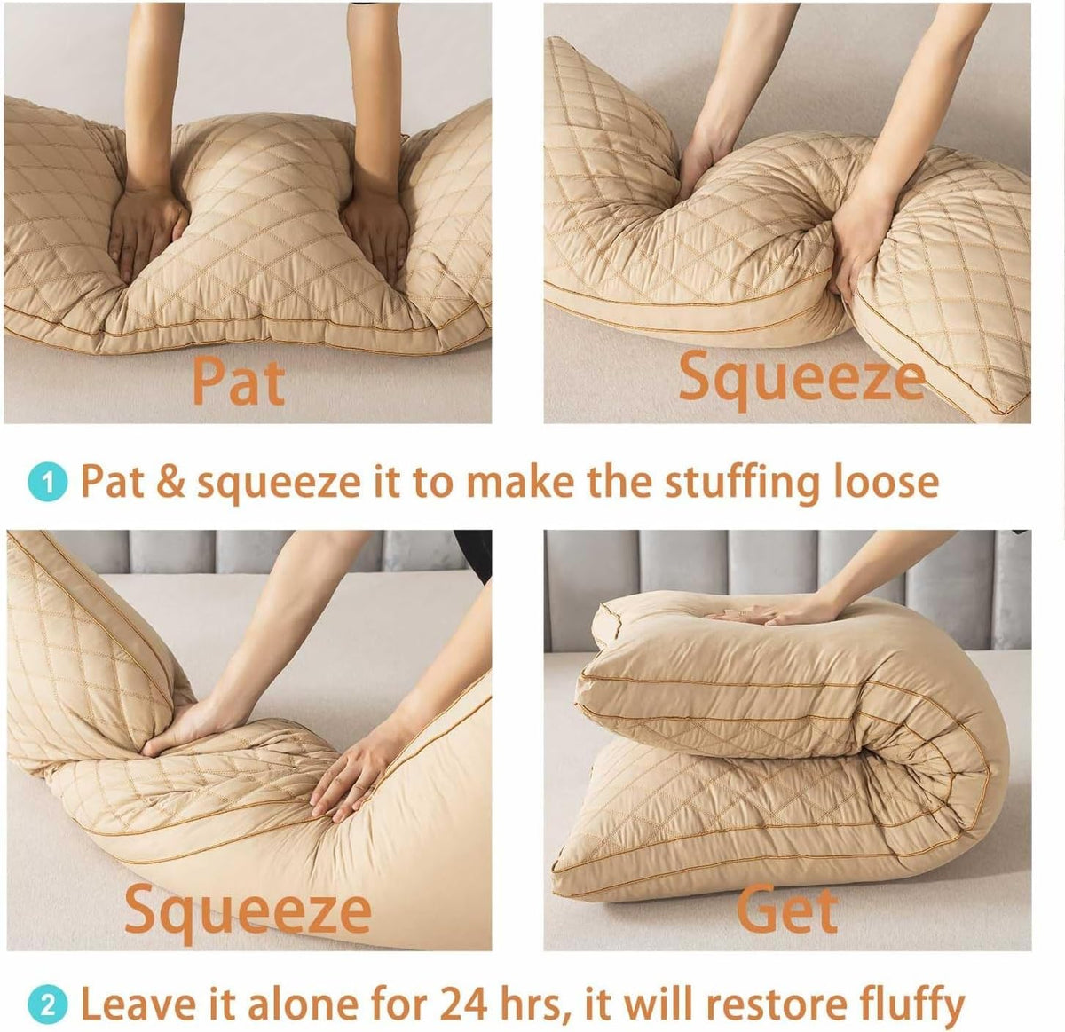 WhatsBedding large bed pillow angled view showing 20 by 54 inch length