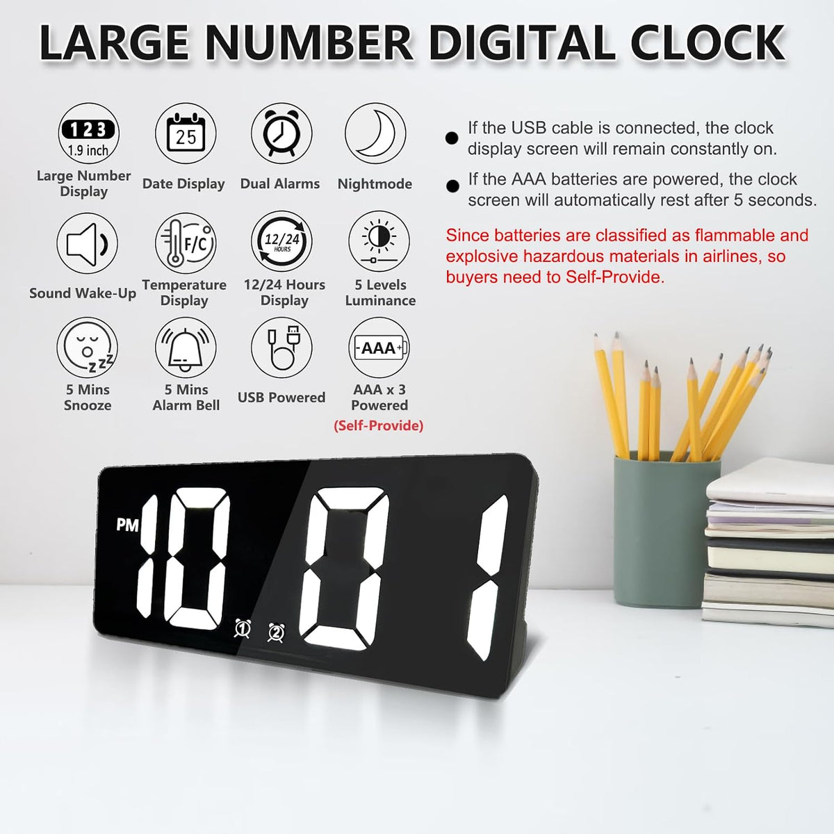 SAVTON digital alarm clock displaying room temperature.