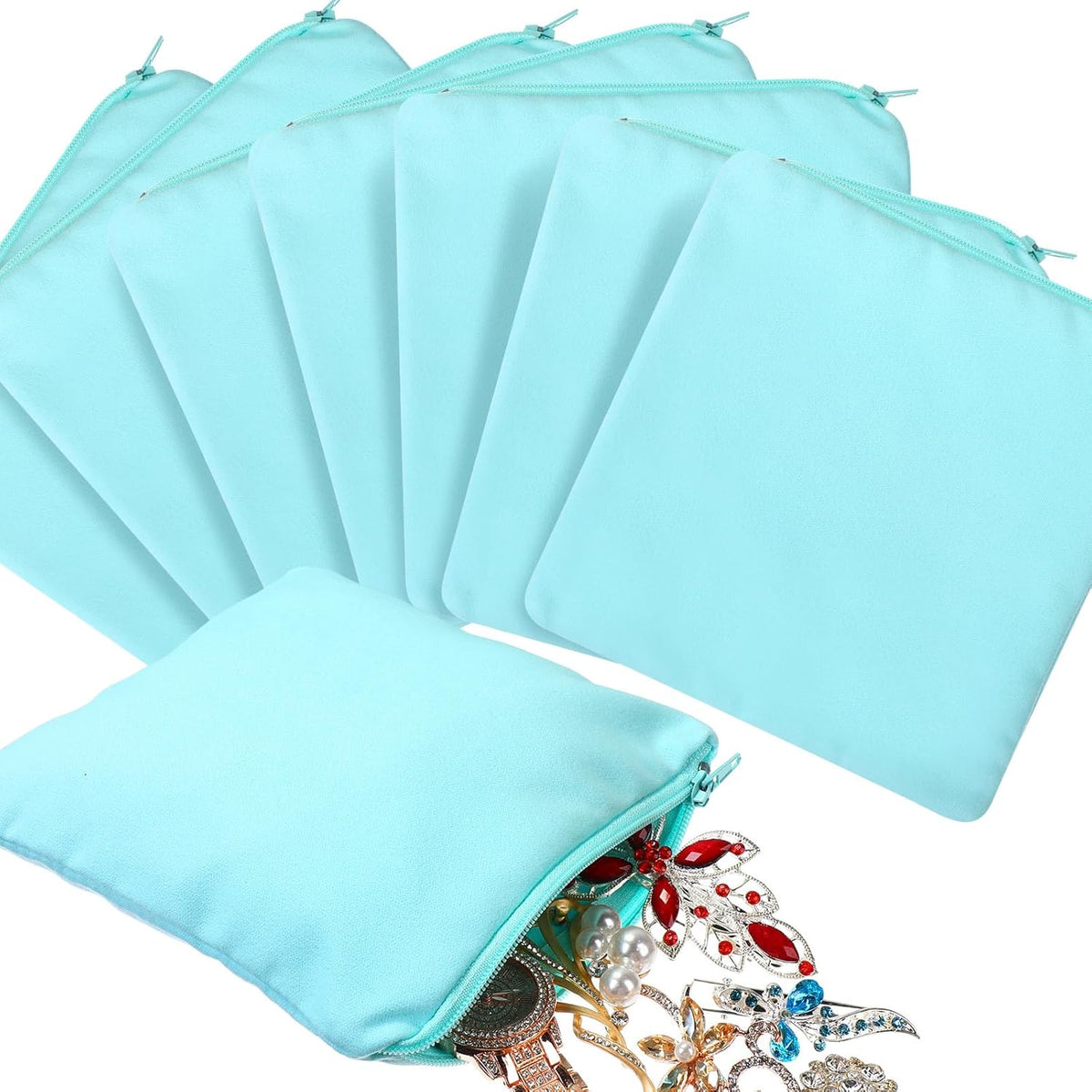 Sanwuta 8 Pcs Zippered Silver Storage Bags Anti Tarnish Silver Pouches Keeper Jewelry Storage Protector Bags(7.9 x 7.9 Inch,Black) - Image 14