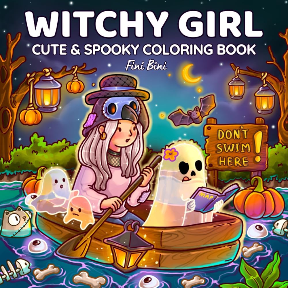 Witchy Girl Cute & Spooky Coloring Book: 40 Cozy Halloween Illustrations with Ghost Cuties, Little Witches & Magical Moments for Fall Relaxation for Adults and Teens (Magical Girls Collection) - Image 1