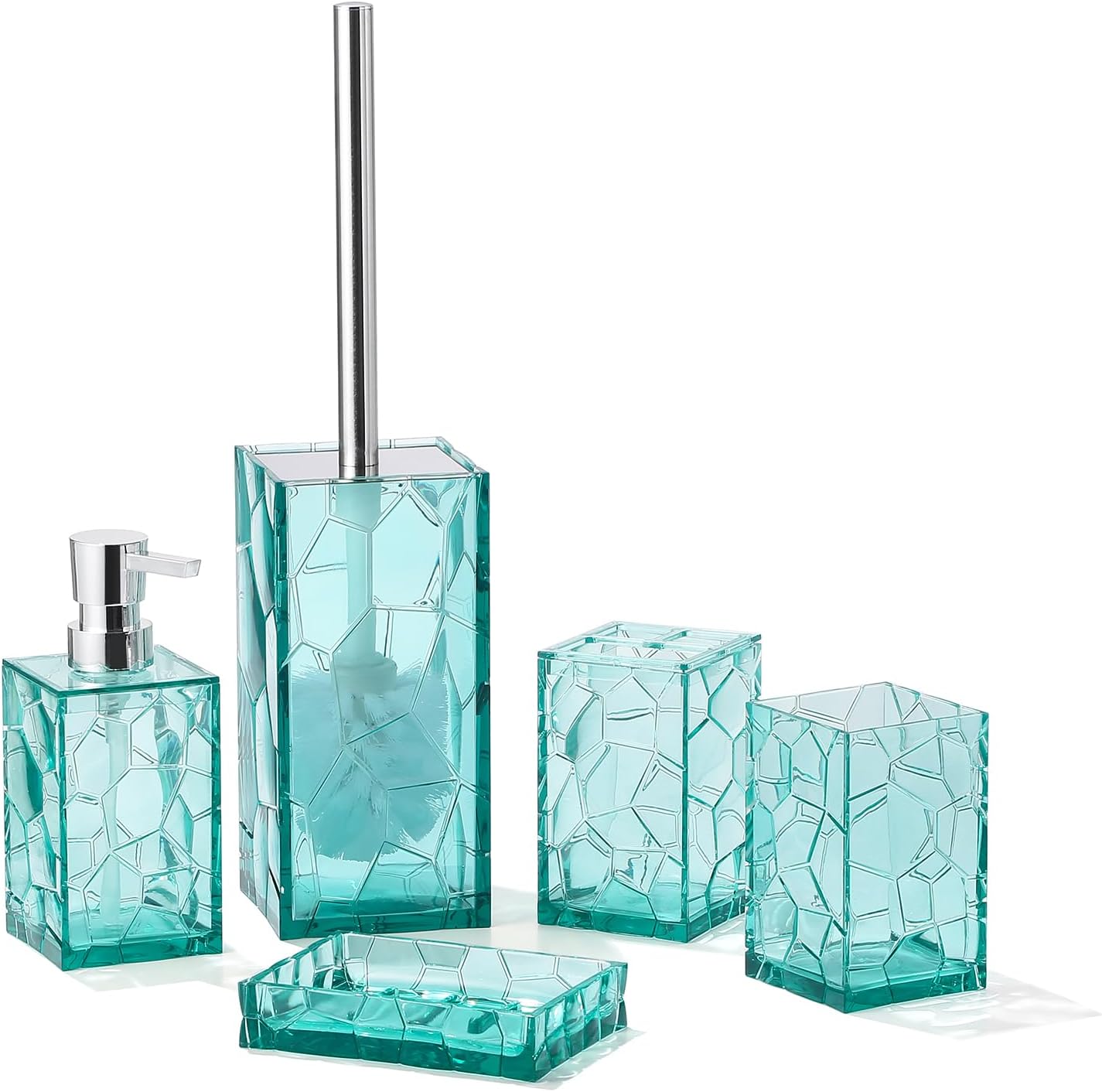 Yaukph clear acrylic bathroom accessories set front view