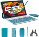 Iweggo 10 inch Android 15 tablet front view navy blue