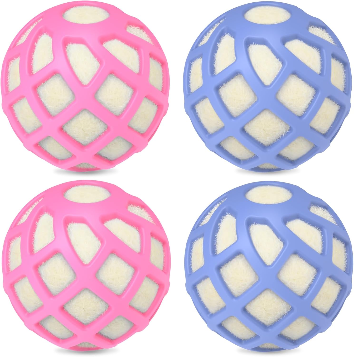 Spacenight Sunseeke dual material dryer balls front view showcasing pink and light blue colors for eco friendly laundry care.