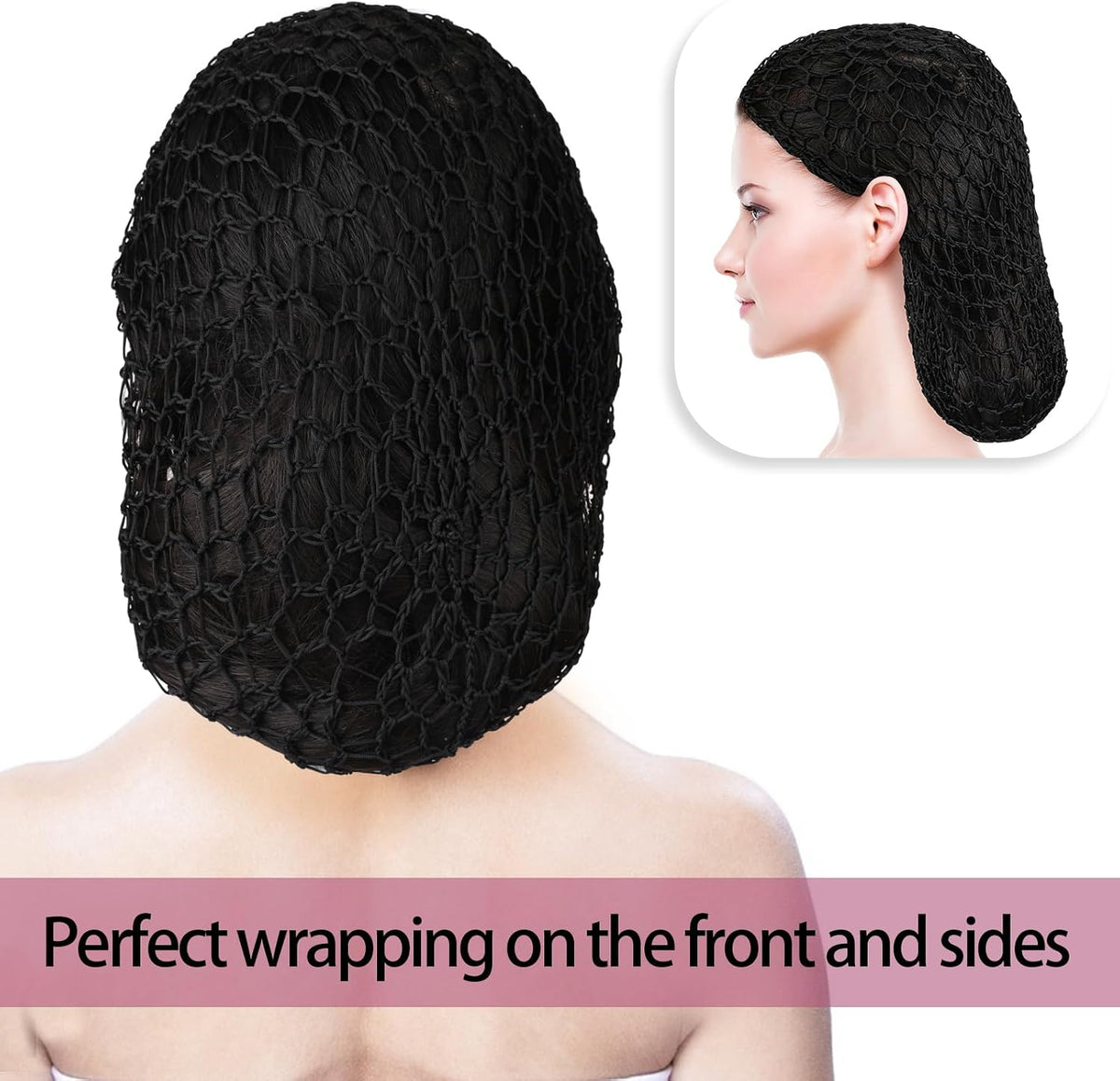 Two pieces of black mesh hair nets displayed together