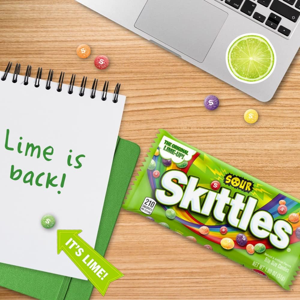SKITTLES Sours Individually Wrapped Full Size Chewy Sour Candy Packs, 24 Ct Bulk Box for Parties, Movie Nights & Sharing - Image 9