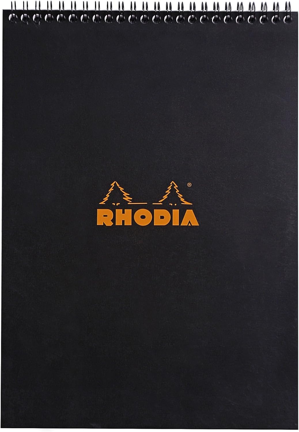 Back view of Rhodia wirebound notepad with cardboard backing